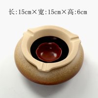 烟灰缸陶瓷创意复古欧式个性可爱潮流大号防风灭烟器烟具礼品订制 军绿色古陶带盖烟灰缸