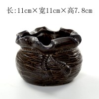 烟灰缸陶瓷创意复古欧式个性可爱潮流大号防风灭烟器烟具礼品订制 深卡其布色黑金布袋烟灰缸