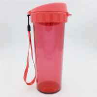 500ml学生男女运动水杯塑料杯带茶隔防漏大容量 火烈红500ml杯刷