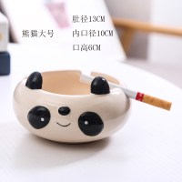 抖音陶瓷烟灰缸家用创意可爱卡通个性潮流时尚多功能客厅茶几大号 熊猫烟灰缸大号