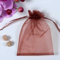网纱袋妆袋包装袋子礼品袋纱袋布袋大号小网纱袋糖果珍珠纱抽绳 咖啡色13*18(100个价格)