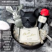 办满月酒席回礼礼品袋男伴郎伴手礼结婚实用婚礼男士喜糖盒盒 大理石圆形礼盒款+花束+许愿-P66 收藏加购=优先发货