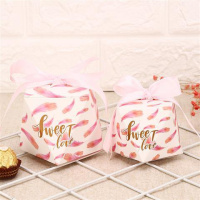 2019新款喜糖盒子 结婚礼创意钻石瓜子糖果盒婚庆用品礼盒包装盒 羽毛 大号50个(可装8颗费列罗)