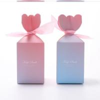 结婚宝宝韩式包装盒森系纱袋糖果盒子喜糖盒子2019创意个性简约 鱼尾盒渐变-Q38 [100个装含丝带]