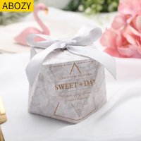 阿胶糕试吃装小礼盒食品包装盒小精致欧式创意盒子纸盒包装盒 大理石纹白+银色丝带 小号（100个装）