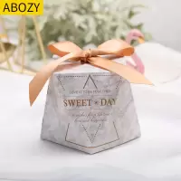 阿胶糕试吃装小礼盒食品包装盒小精致欧式创意盒子纸盒包装盒 大理石纹白+金色丝带 小号(50个装)