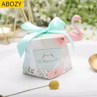阿胶糕试吃装小礼盒食品包装盒小精致欧式创意盒子纸盒包装盒 比翼鸟+T蓝丝带 大号（50个装）