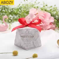 阿胶糕试吃装小礼盒食品包装盒小精致欧式创意盒子纸盒包装盒 大理石纹白+红色丝带 大号(100个装)