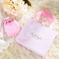 森系节日礼品盒粉色大理石纹结婚礼盒盒手提抽屉包装盒生日盒 礼盒+拉菲草+粉色兔子+灯 特小号长13.5宽11高4.5厘米