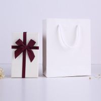 盒子小号放口红情人节手链礼盒包装盒空盒精致创意送闺蜜惊喜 酒红底白色盖+礼袋(送拉菲草) 大号