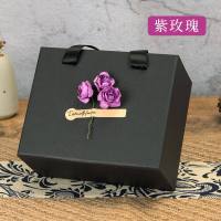 盒包装盒情人节糖果口红巧克力礼盒创意礼品盒子可爱韩版 紫玫瑰(黑色) 大号内径23X16X5.5