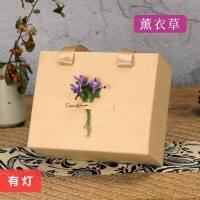 盒包装盒情人节糖果口红巧克力礼盒创意礼品盒子可爱韩版 薰衣草(黄色+灯) 中号内径16X13X7.5