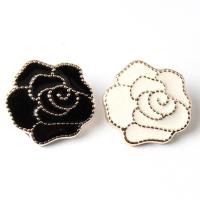 [1件6颗]玫瑰花形钮扣黑色白色女士大衣毛衣衬衫装饰扣子纽扣 白色[一件6颗] 25MM