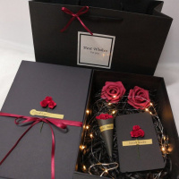 包装盒大号硬纸盒装的礼品盒1支发光惊喜少女填充物 红玫瑰全套(送灯) 32*23*10号(送花朵)