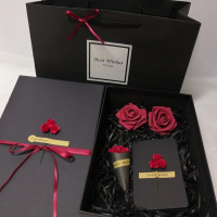 包装盒大号硬纸盒装的礼品盒1支发光惊喜少女填充物 红玫瑰全套(无灯) 29*19*10大号(送花朵)