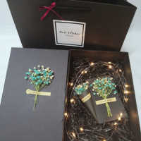 包装盒大号硬纸盒装的礼品盒1支发光惊喜少女填充物 蓝白满天星全套(送灯) 15*15*7小号(送花朵)