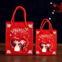 婚宴袋装喜糖小号小份包装袋手拎抽绳组合装百年东西手提袋盒子 百年好合款 [40个]大号配2根红绳