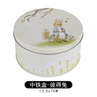 马口铁糖果圣诞节曲奇饼干盒蛋糕包装圆形大号可爱盒子小铁盒 彼得兔 中号