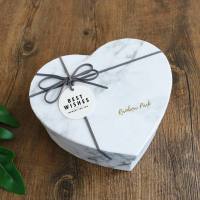 韩式爱心盒生日情人节礼品盒糖果巧克力幸运星包装盒桃心礼盒 灰心形大理石 15*13*5.5CM小号