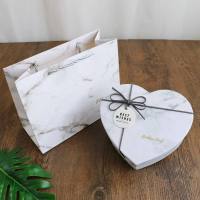 韩式爱心盒生日情人节礼品盒糖果巧克力幸运星包装盒桃心礼盒 灰心形大理石+袋子+碎纸 21*18*8.5CM大号