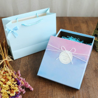 千爱心包装纸鹤星星生日礼盒桃盒子蓝色折纸礼品盒心形 正方形128渐变蓝纯蓝袋碎纸 小号