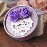 结婚庆用品喜糖盒子婚礼糖盒糖果礼盒喜糖盒包装喜糖袋可定制 玫瑰花紫色 超厚大号10个(有手提绳)