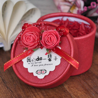 结婚庆用品喜糖盒子婚礼糖盒糖果礼盒喜糖盒包装喜糖袋可定制 蝴蝶结红色 超厚大号10个(有手提绳)