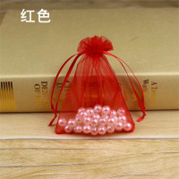 精致外包装体验装耳朵透明网纱袋旅行袋小号大红色收口收纳袋耳环 I22-红色-H2725*35cm(100个)