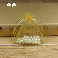 精致外包装体验装耳朵透明网纱袋旅行袋小号大红色收口收纳袋耳环 E62-金色-I5720*30cm(100个)