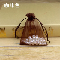 精致外包装体验装耳朵透明网纱袋旅行袋小号大红色收口收纳袋耳环 S61-咖啡色-K6213*18cm(100个)