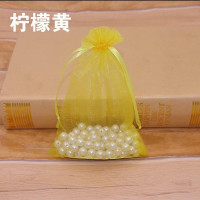 精致外包装体验装耳朵透明网纱袋旅行袋小号大红色收口收纳袋耳环 M37-柠檬黄-M4017*23cm(100个)