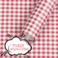 防水墙纸自粘格子大学生寝室壁纸宿舍卧室少女心家具翻新贴纸墙贴 热恋红格 45CM*10M