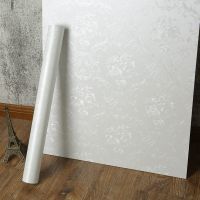 PVC加厚自粘墙纸墙贴壁纸防潮 客厅卧室背景墙 装饰房间宿舍 欧式新款-白 [推荐]10米长60厘米宽