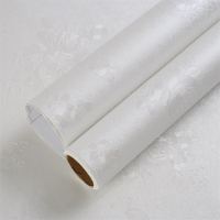 PVC加厚自粘墙纸墙贴壁纸防潮 客厅卧室背景墙 装饰房间宿舍 典雅-白 [推荐]10米长60厘米宽