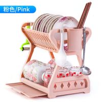 [多功能碗筷架]厨房用品沥水架碗碟架置物架收纳箱 [粉色] [简易款]无接水盘筷子笼钢管