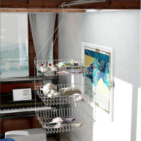 晒衣篮晾衣网兜不锈钢平铺衣架袜子羊绒衫内衣家用神器晾毛衣专用 正方形3层不锈钢晒衣篮