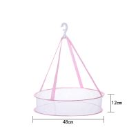 家用大号双层晒衣篮晾衣篮多功能加厚防风可折叠晾衣网晒衣服网兜 粉色 48公分【中号单层】