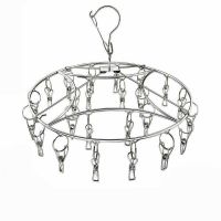 加粗加厚不锈钢袜架防风晾袜子多夹子圆形方形可晒毛巾衣架袜子夹 [超厚E款]铜钱20夹