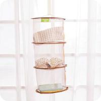 多层晒衣篮晾衣网晾架阳台防风晾内衣服袜子封闭拉链折叠网兜神器 三层咖啡色