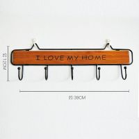 卧室客厅简易实木衣帽架衣服挂钩挂衣架墙上免打孔后挂衣架欧式 棕色4勾复古版