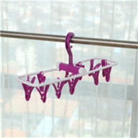 12夹多功能塑料晾衣架内衣内裤夹防风长方形凉袜夹晾晒架子 紫色