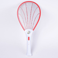 [灭蚊+照明+手电筒]充电式电蚊拍 LED灯大网面电子苍蝇拍蚊子拍 贝壳款(带灯不带手电筒)-热情红