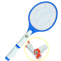 [灭蚊+照明+手电筒]充电式电蚊拍 LED灯大网面电子苍蝇拍蚊子拍 手电筒闪电款-天空蓝