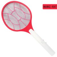 誉诺电蚊拍充电式家用多功能三层网强力电池苍蝇拍灭蚊拍电蚊子拍 地球红-无灯