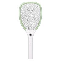 正品闪电电蚊拍二合一充电式苍蝇拍家用安全不电人灭蚊拍灭蚊灯 升级款蚊拍(无底座+马卡龙绿)