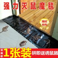 老鼠贴粘鼠板强力捕鼠器神器粘鼠魔毯粘老鼠板驱鼠灭鼠老鼠夹家用 黑色魔毯1张(送诱鼠肠)