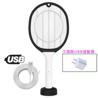 电蚊拍充电式家用锂电池强力不电人多功能电苍蝇拍诱灭蚊子拍蚊灯 斑马黑经典蚊拍+灭蚊灯模式+适配器