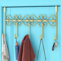 挂钩后挂钩无痕宿舍强力挂衣架 壁挂加粗加固免钉挂衣钩衣帽架 加粗五钩[3个装]金色