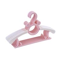 儿童衣架婴儿宝宝衣架儿衣撑小孩衣挂塑料防滑可伸缩晒晾衣架 加厚藕粉色20支装