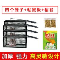 老鼠笼子全自动连续捕鼠器老鼠夹地夹家用抓灭鼠神器新款灭老鼠贴 四个笼子+粘鼠板+稻谷